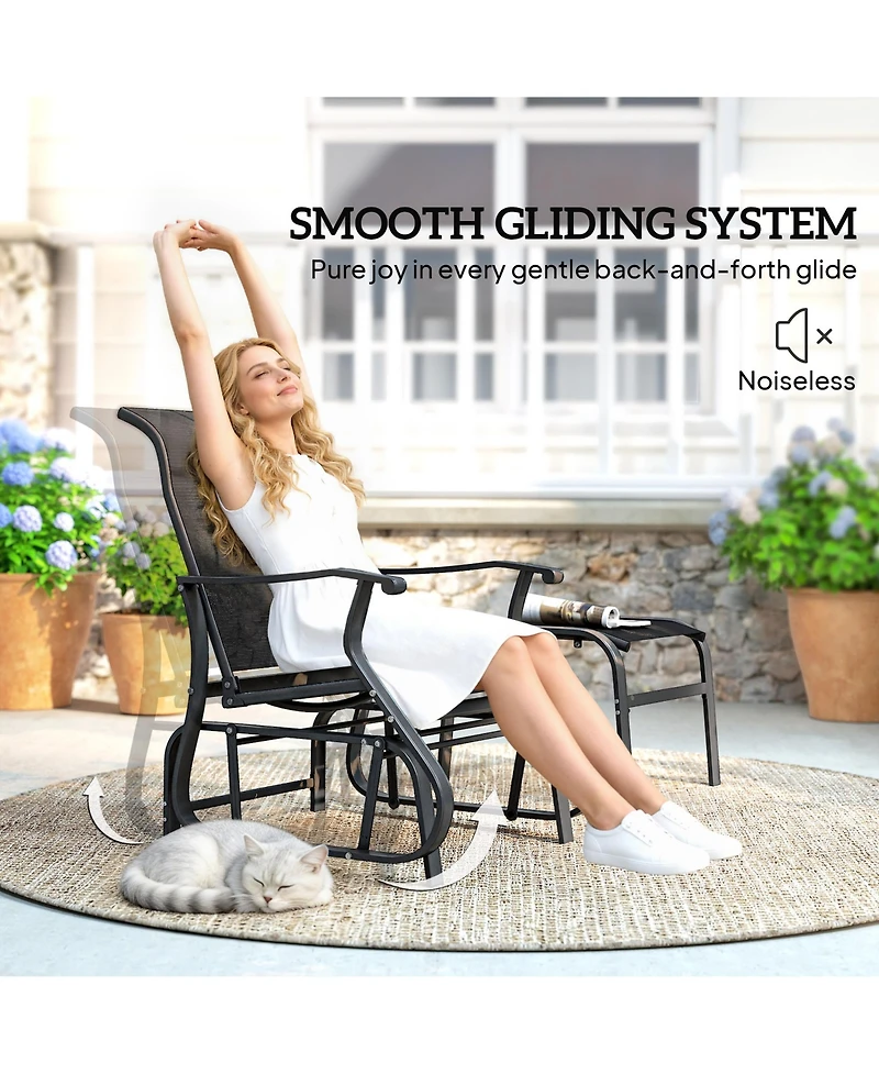 Outsunny Outdoor Glider with Ottoman, High Back Patio Glider Set