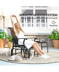 Outsunny Outdoor Glider with Ottoman, High Back Patio Glider Set