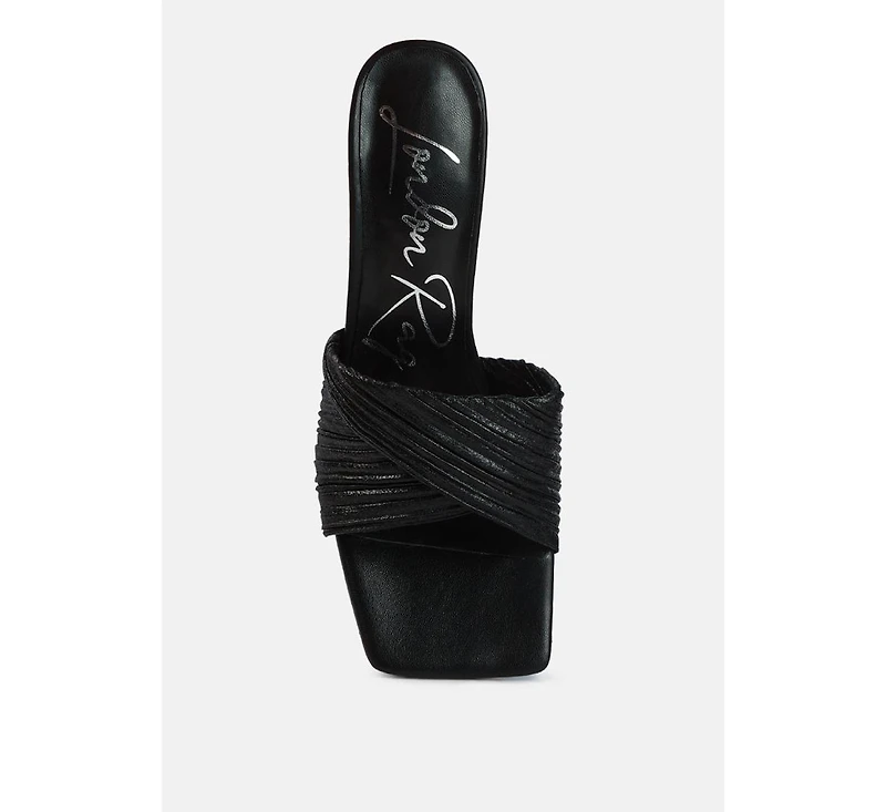 Womens Salty You Crinkled Triangular Block Heel Sandals