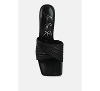 Womens Salty You Crinkled Triangular Block Heel Sandals