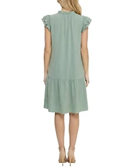 Ny Collection Petite Flutter-Sleeve Flounced Dress