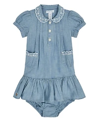 Ralph Lauren Baby Girls' Indigo Cotton Chambray Dress and Bloomer