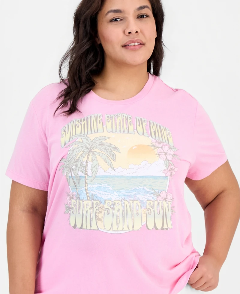 Rebellious One Trendy Plus Sunshine Mineral Wash Graphic Tee