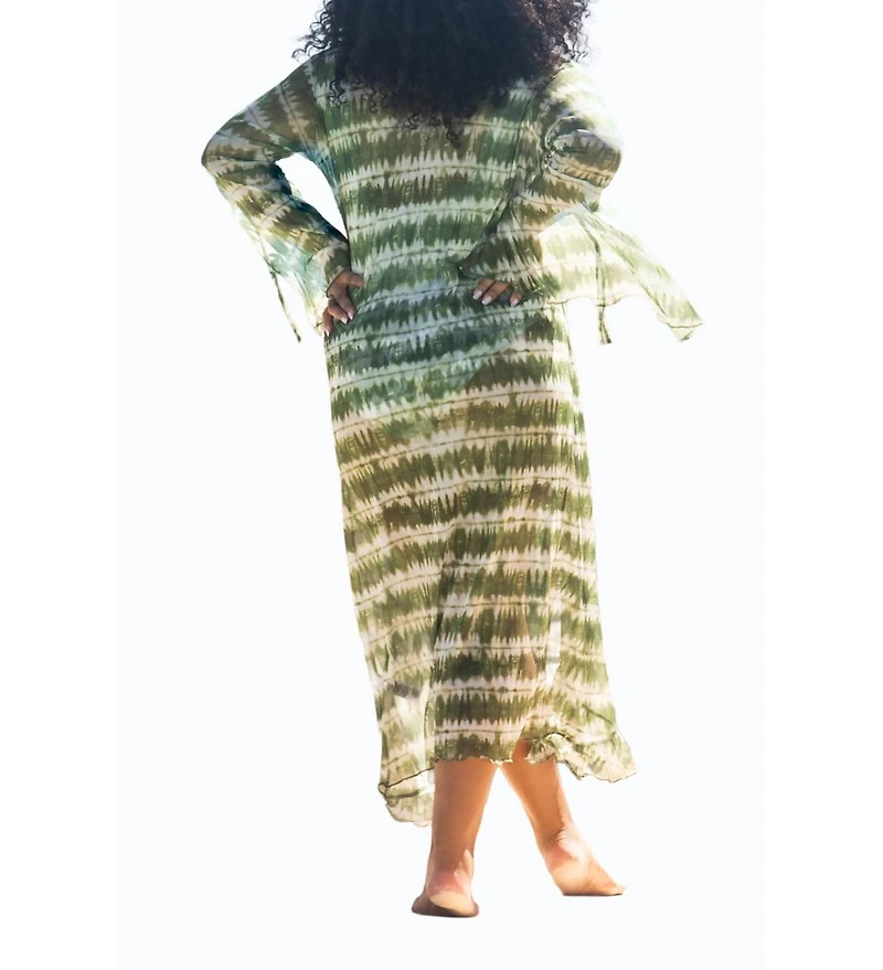 Fashion-szn Curve Women's Curve Tie Dye Ruffle Resort Kaftan