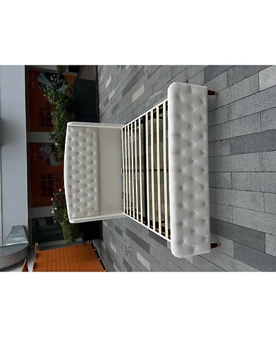 gaomon King Bed Frame Deep Button Tufted Wingback Headboard Velvet Upholstered Platform No Box Spring Easy Assembly