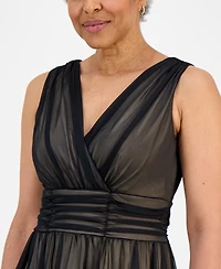 Connected Petite Sleeveless Mesh Midi Dress