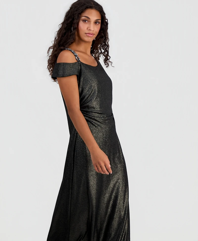 Connected Petite Jacquard Asymmetric Dolman-Sleeve Sheath Dress