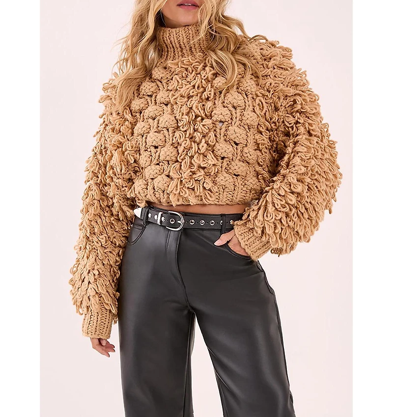Nasty Gal Women's High Neck Cropped Sweater