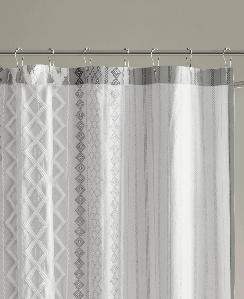 Ink+Ivy Imani Stripe Cotton Chenille Shower Curtain, 72" x