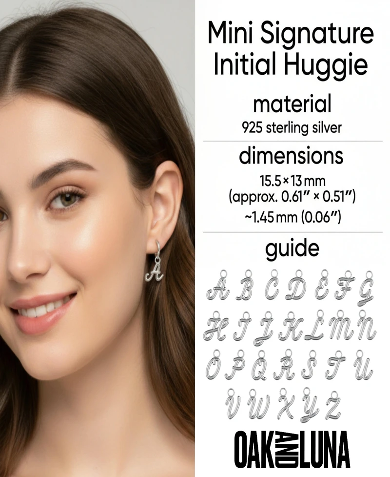 Oak & Luna Mini Signature Initial Huggie Earrings