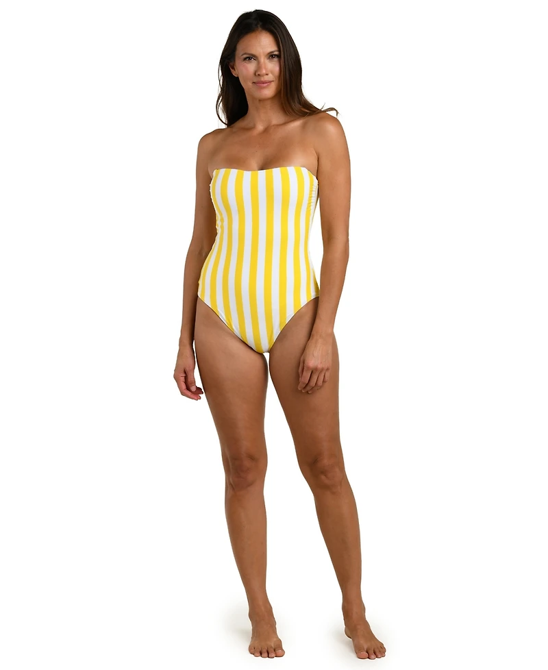 La Blanca Women's Coastal Club House Reversible Bandeau Neck One-Piece Swimsuit