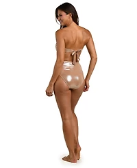 La Blanca Women's Faux Beads Bandeau Neck Bikini Top