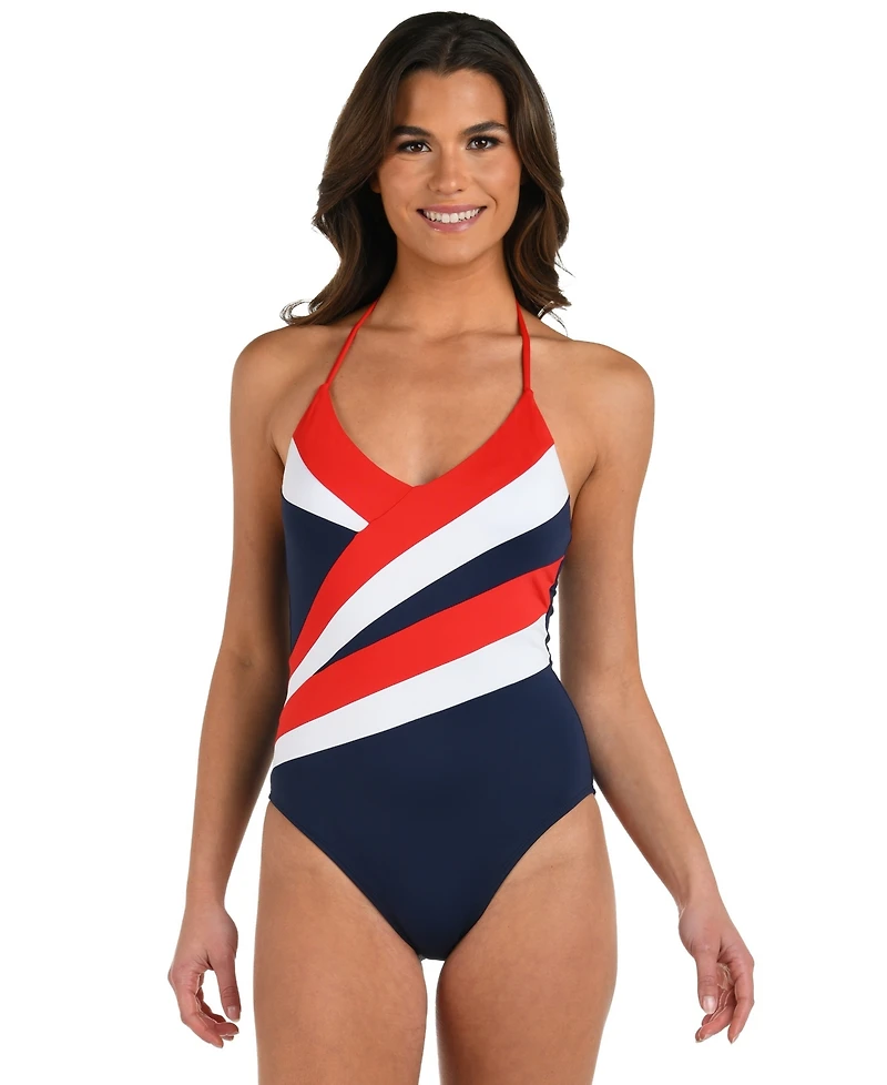 La Blanca Women's Americana Halter Strap One-Piece Swimsuit
