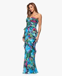 Xscape Women's V-Neck Tiered Gown