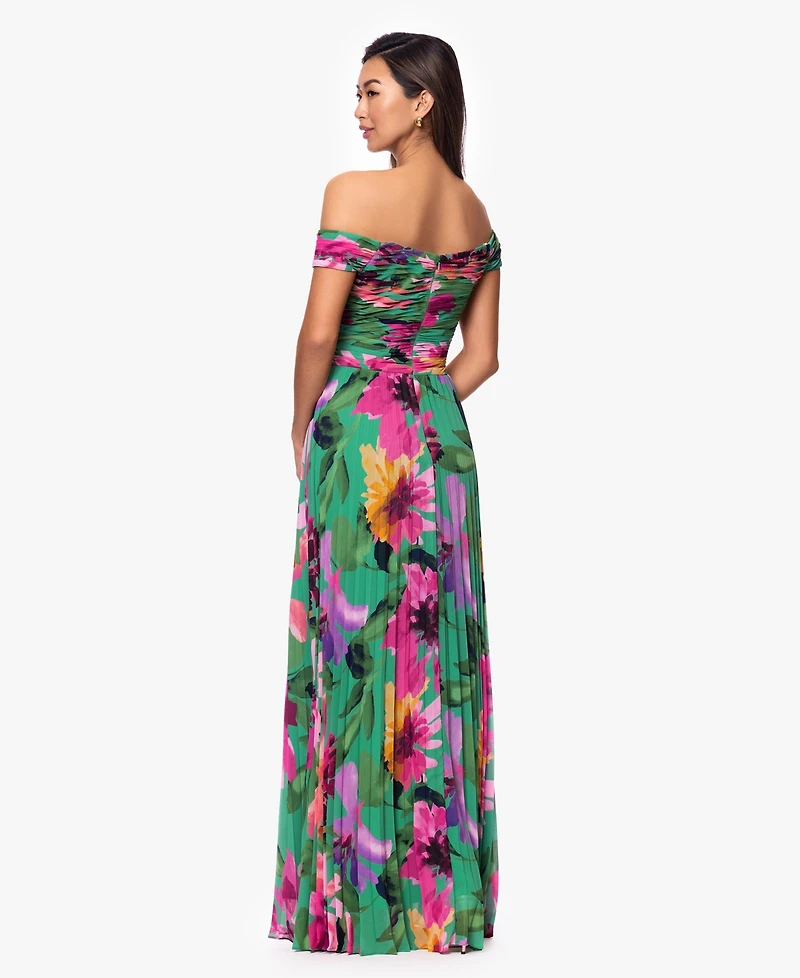 Xscape Women's Off-The-Shoulder Pleated Gown