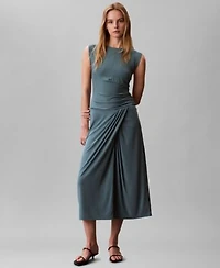 Calvin Klein Womens Ruched Mock Neck Top Wrap Maxi Skirt