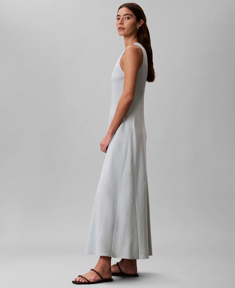 Calvin Klein Women's Tencel Blend Panel V-Neck Midi Dress