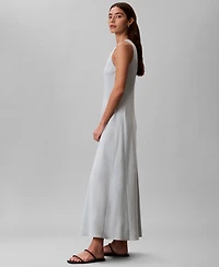 Calvin Klein Women's Tencel Blend Panel V-Neck Midi Dress