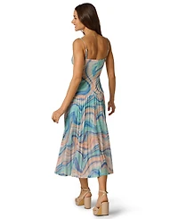 Adrianna Women's Pleated Skirt Printed Midi Dress