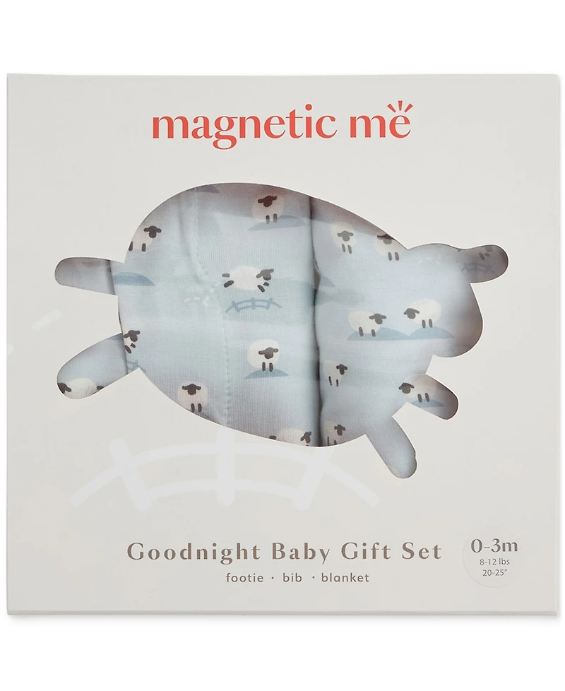 Magnetic Me Baby Boys' Footie, Reversible Bib, and Blanket Gift, 3-Piece Set