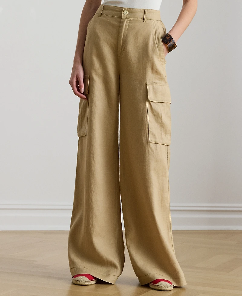 Lauren Ralph Lauren Petite Linen Wide-Leg Cargo Pants