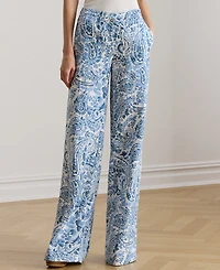 Lauren Ralph Petite Paisley-Print Linen Wide-Leg Pants
