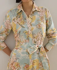 Lauren Ralph Petite Floral-Print Belted Collared Shirt Dress
