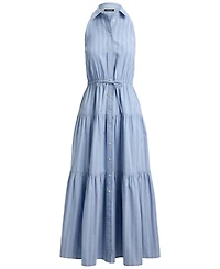 Lauren Ralph Petite Striped Tiered Collared Shirt Dress