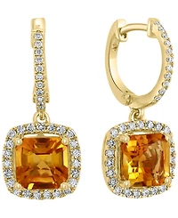 Effy Collection Diamond (3/8 ct. t.w.) and Citrine (3-7/8 ct. t.w.) Earrings in 14k Yellow Gold