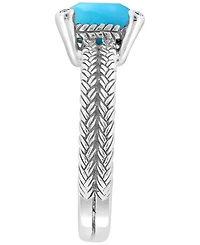Effy Collection Diamond Accent (0.03 ct. t.w.) and Turquoise Ring in Sterling Silver