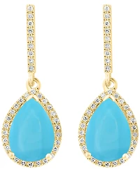 Effy Collection Turquoise & Diamond (1/5 ct. t.w.) Drop Earrings in 14k Yellow Gold