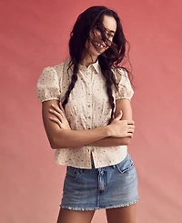 Lucky Brand Women's Cotton Puff-Sleeve Button-Down Shirt