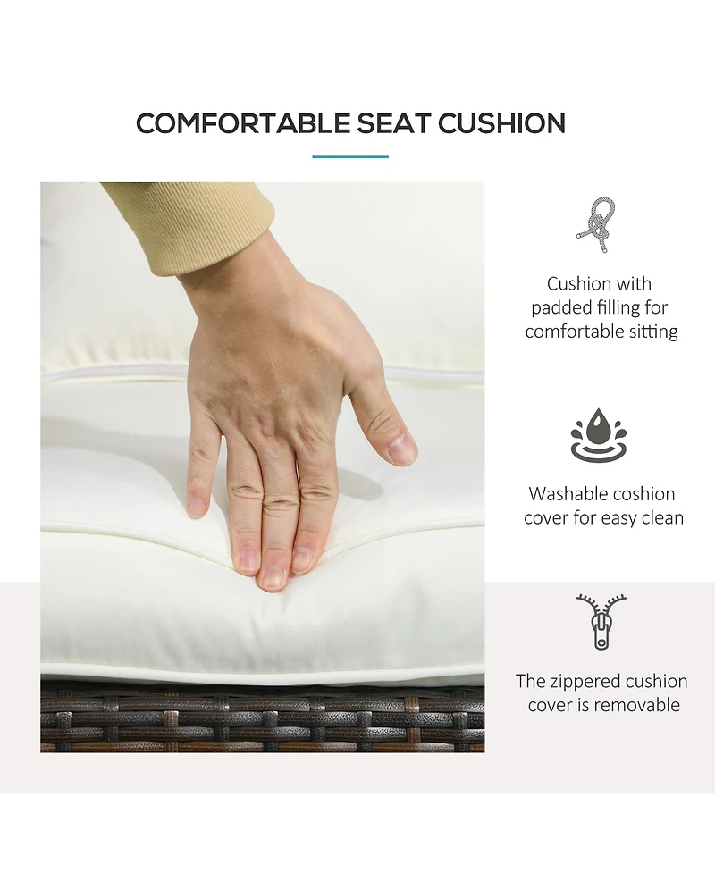 Outsunny Patio Wicker Adirondack Chair with Soft Cushions,