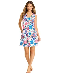 Tommy Bahama Women's V-Neck Printed Swim Dress