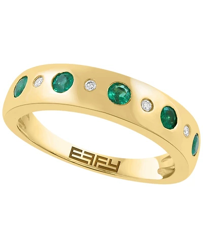 Effy Collection Emerald (1/3 ct. t.w.) & Diamond (0.03 ct. t.w.) Ring in 14k Yellow Gold