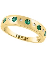Effy Collection Emerald (1/3 ct. t.w.) & Diamond (0.03 ct. t.w.) Ring in 14k Yellow Gold