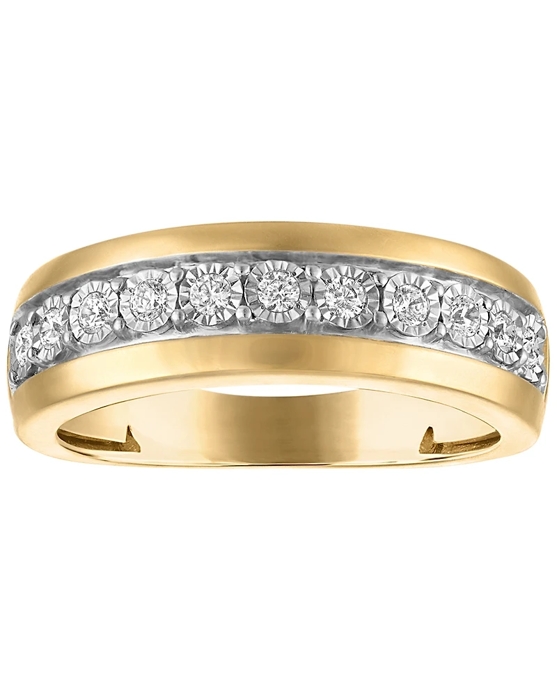 Macy's Men's Diamond (1/4 ct. t.w.) Ring in 14k Gold-Plated Sterling Silver