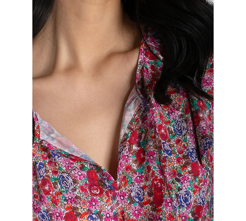 Liverpool Los Angeles Women's Flutter-Sleeve Peplum Top