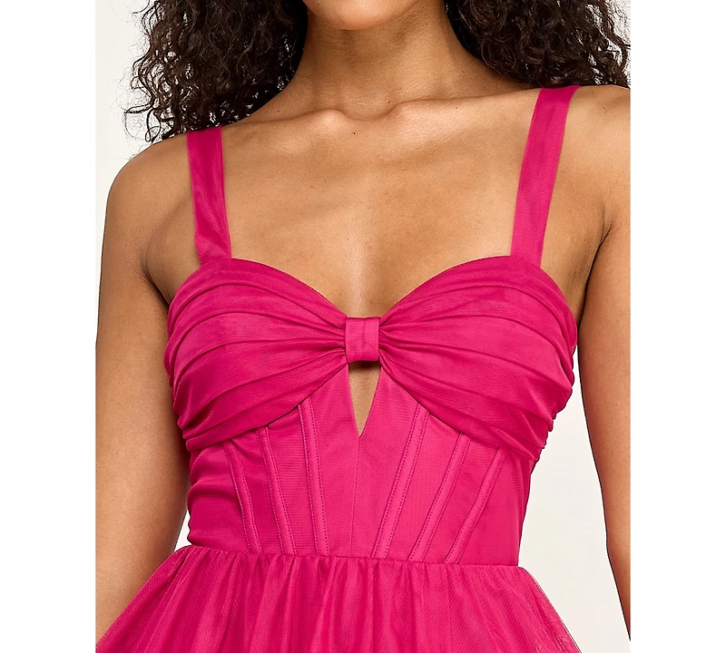 Seni & Cade Juniors' Sweetheart Neck Tiered Skirt Dress