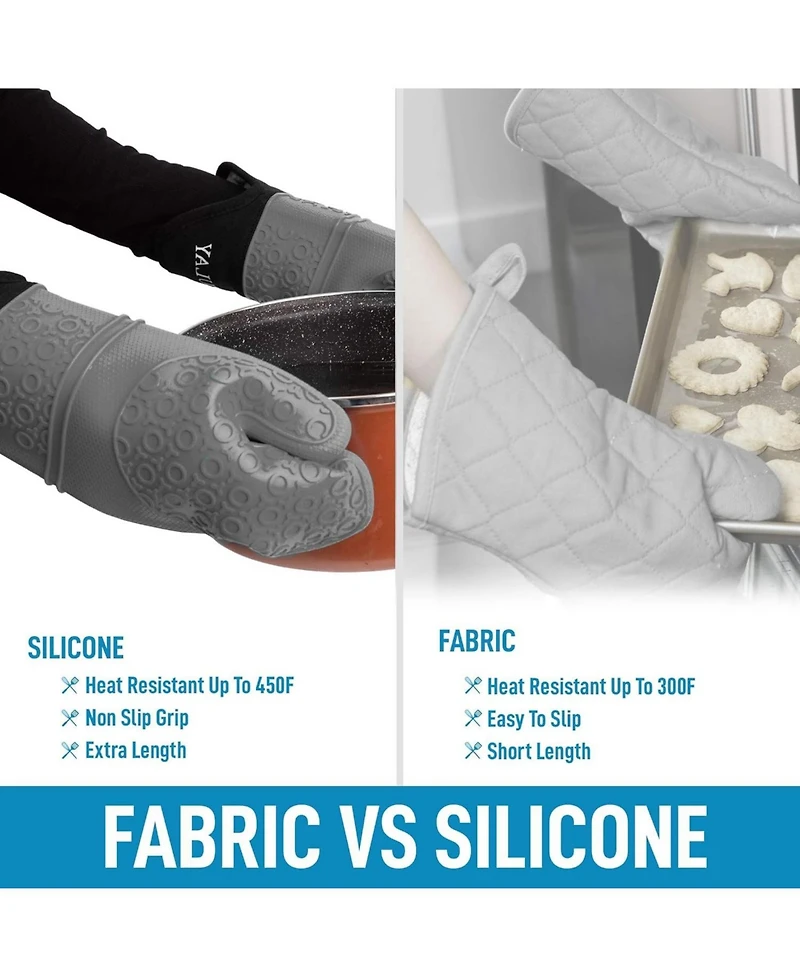 Zulay Kitchen Non Slip Grip Oven Mitts Heat Resistant - Long Protective Oven Gloves