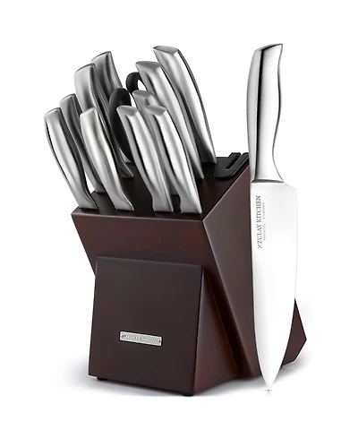 12 Piece Ultra Sharp Kitchen Knife Set with Block and Sharpener