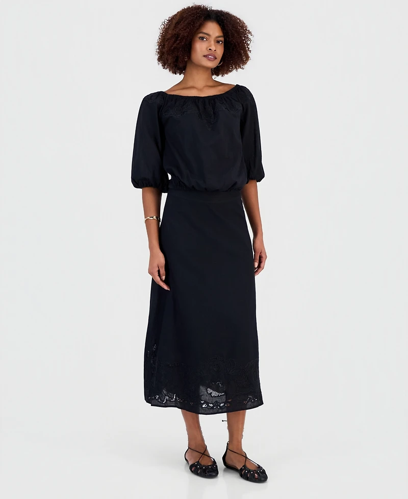 I.n.c. International Concepts Women's Floral Lace Off-The-Shoulder Blouse, Macy's Exclusive
