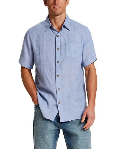 Weatherproof Vintage Men's Regular-Fit Solid Button-Down 100% Linen Shirt