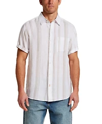 Weatherproof Vintage Men's Regular-Fit Stripe Button-Down 100% Linen Shirt