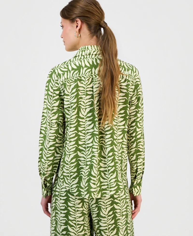 I.n.c. International Concepts Petite Printed Long-Sleeve Button-Front Blouse, Macy's Exclusive