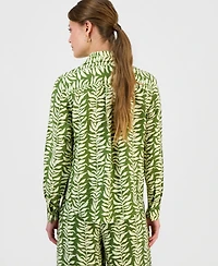 I.n.c. International Concepts Petite Printed Long-Sleeve Button-Front Blouse, Macy's Exclusive