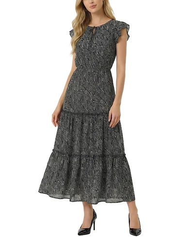 Ny Collection Women's Flutter-Sleeve Tiered Dress