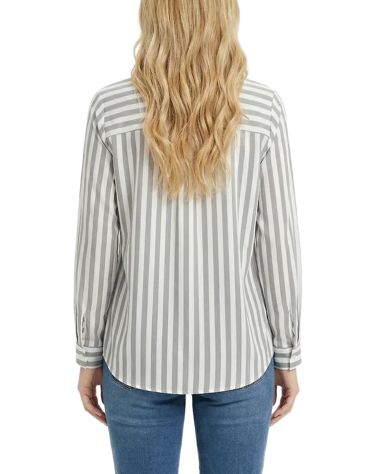 Ny Collection Women's Long-Sleeve Blouse with Chest Pocket