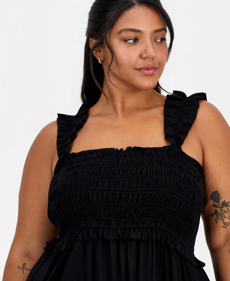 Full Circle Trends Plus Smocked Bodice Sleeveless Maxi Dress