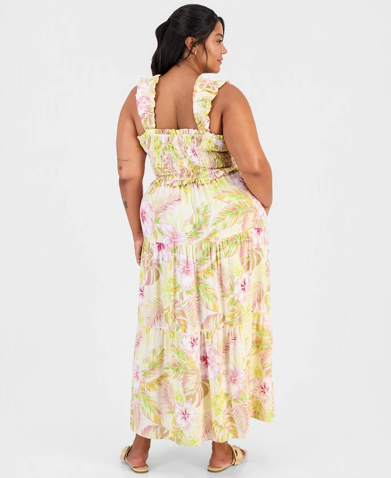 Full Circle Trends Plus Size Poof Strap Square Neck Rayon Dress